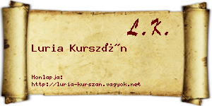 Luria Kurszán névjegykártya